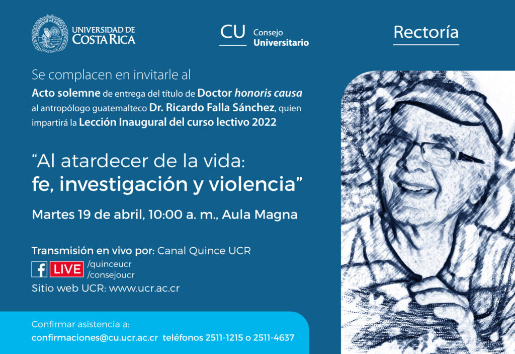 Invitación a lección inaugural del Dr. Ricardo Falla